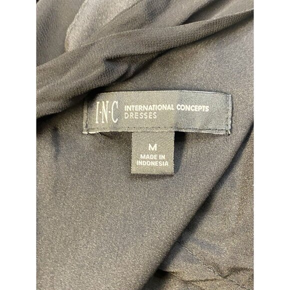 INC International Concepts Shift Dress Black Shear Long Sleeves Size M - Picture 5 of 14